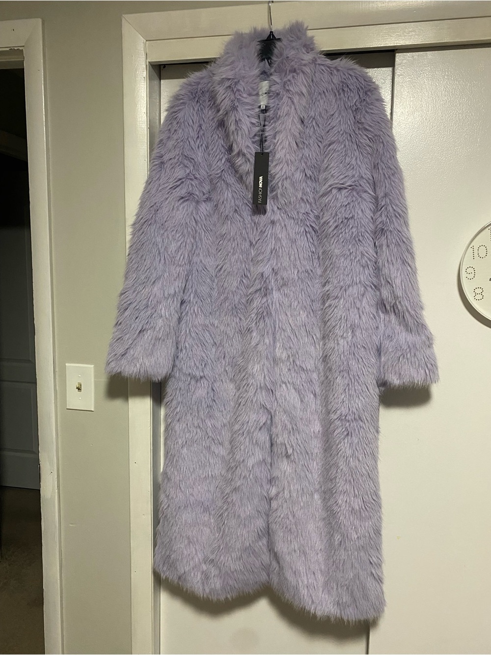 Fashion Nova Lavender Faux Fur Long Coat